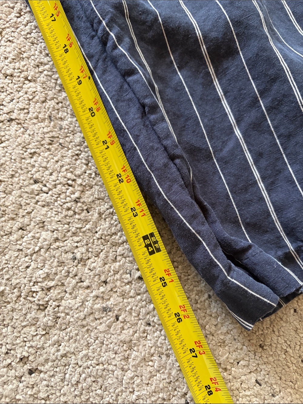 H&M Navy Blue Vertical Stripe Wide-Leg Drawstring Linen Blend Pants - Picture 6 of 9